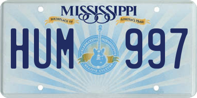 MS license plate HUM997