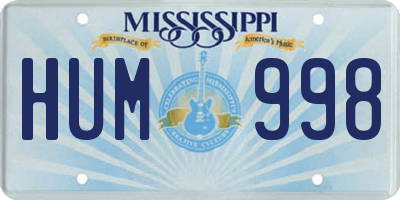 MS license plate HUM998