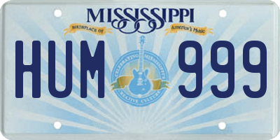 MS license plate HUM999