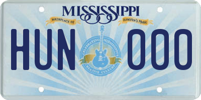 MS license plate HUN000