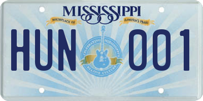 MS license plate HUN001