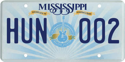 MS license plate HUN002