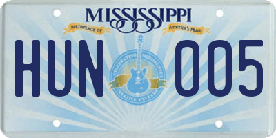 MS license plate HUN005