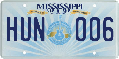 MS license plate HUN006