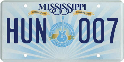 MS license plate HUN007