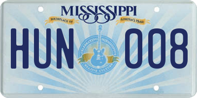 MS license plate HUN008