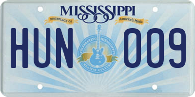 MS license plate HUN009
