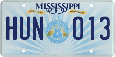 MS license plate HUN013