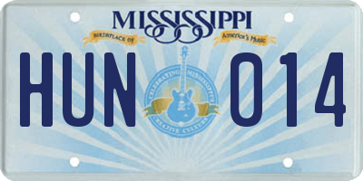 MS license plate HUN014