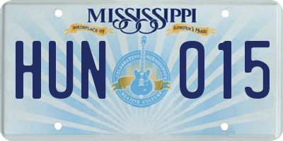 MS license plate HUN015
