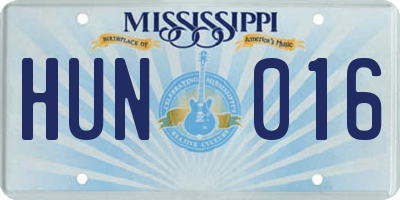 MS license plate HUN016