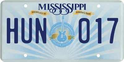 MS license plate HUN017