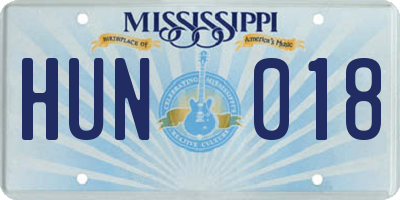 MS license plate HUN018