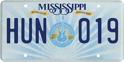 MS license plate HUN019