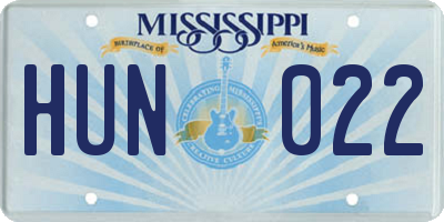 MS license plate HUN022