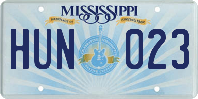 MS license plate HUN023