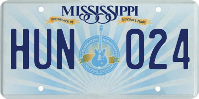 MS license plate HUN024