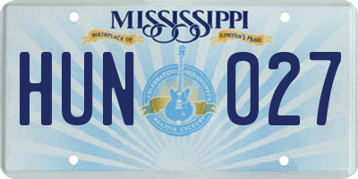 MS license plate HUN027