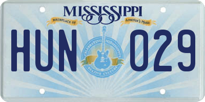 MS license plate HUN029