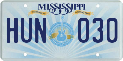 MS license plate HUN030
