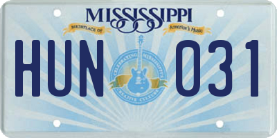 MS license plate HUN031