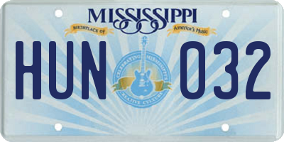 MS license plate HUN032