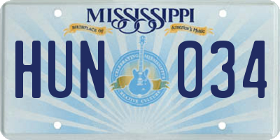 MS license plate HUN034