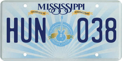 MS license plate HUN038
