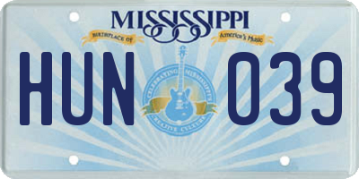 MS license plate HUN039