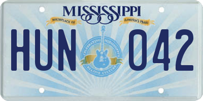 MS license plate HUN042
