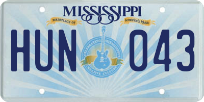 MS license plate HUN043