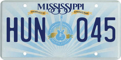 MS license plate HUN045