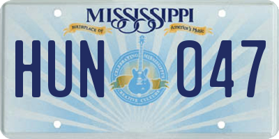 MS license plate HUN047