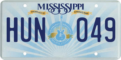 MS license plate HUN049