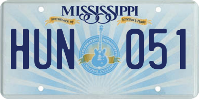 MS license plate HUN051