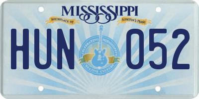 MS license plate HUN052