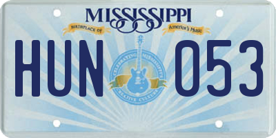 MS license plate HUN053