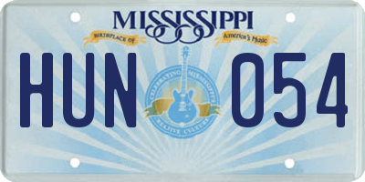 MS license plate HUN054