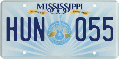 MS license plate HUN055