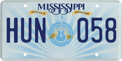 MS license plate HUN058