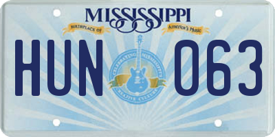 MS license plate HUN063
