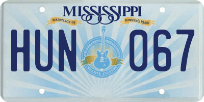 MS license plate HUN067