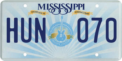 MS license plate HUN070