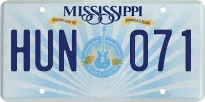 MS license plate HUN071