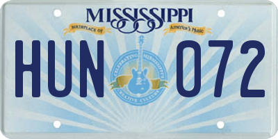 MS license plate HUN072