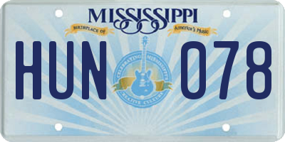 MS license plate HUN078