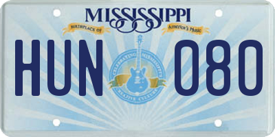 MS license plate HUN080