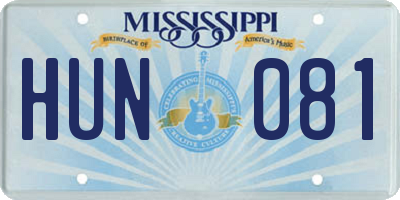 MS license plate HUN081