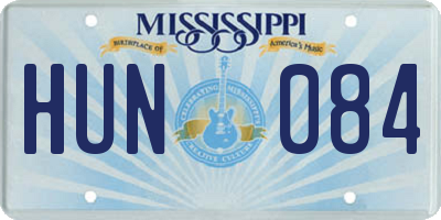 MS license plate HUN084
