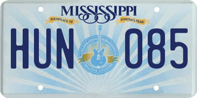 MS license plate HUN085